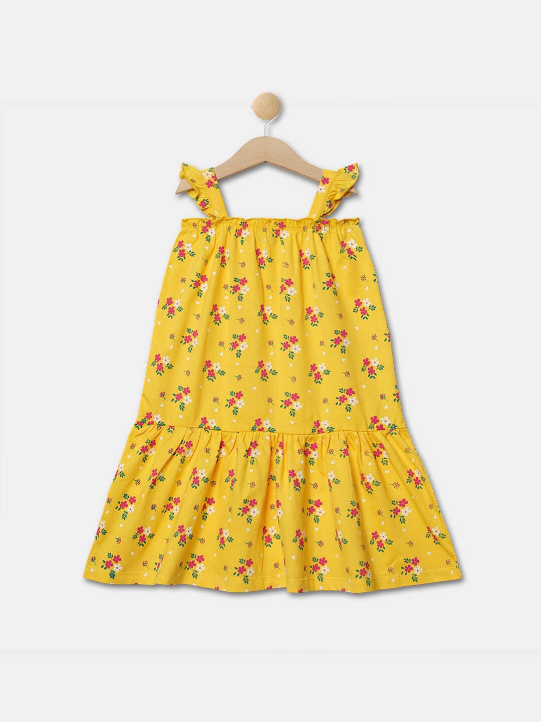 

R&B Girls Yellow Floral A-Line Dress