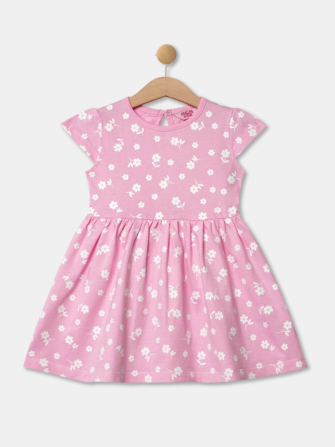 

R&B Kids Girls Pink Flared Cap Sleeves Dress