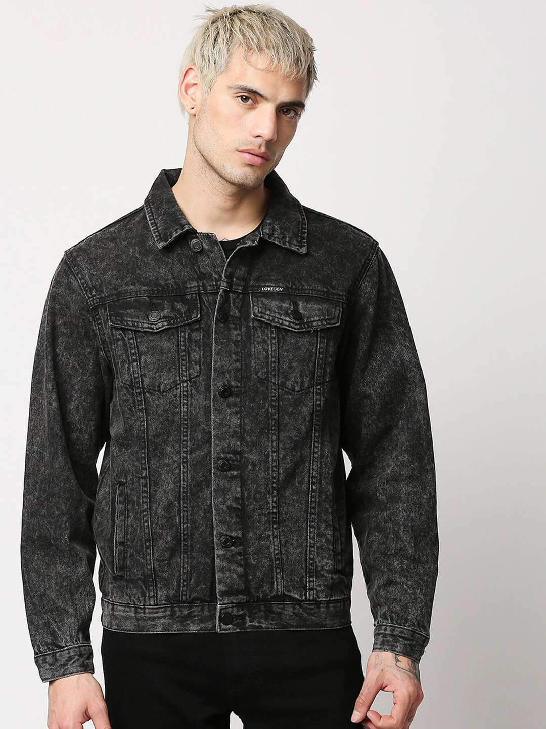 

LOVEGEN Men Black Denim Jacket
