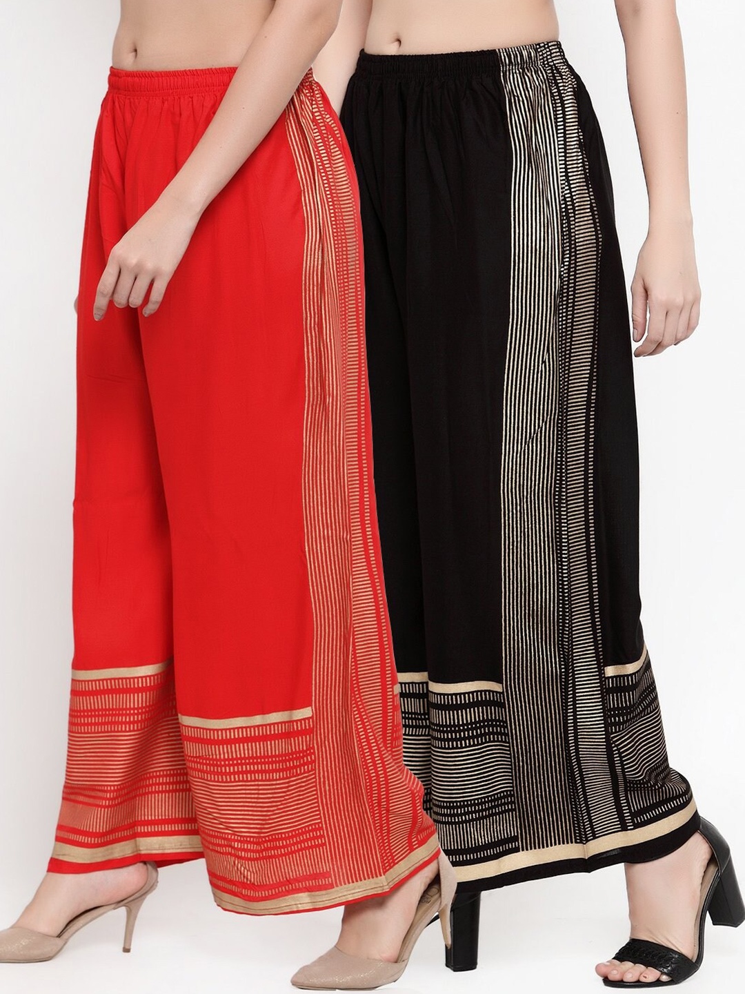 

Miaz Lifestyle Pack of 2 Women Red & Black Printed Cotton Palazzos