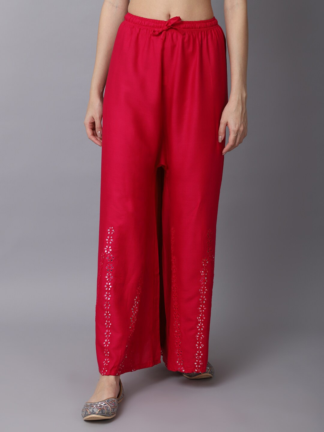 

GRACIT Women Rani Pink Flared Ethnic Palazzos