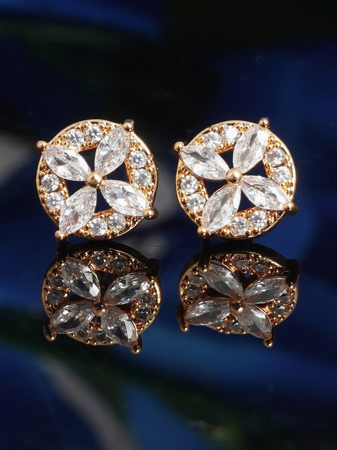 

Urmika Gold-Toned Floral Studs Earrings