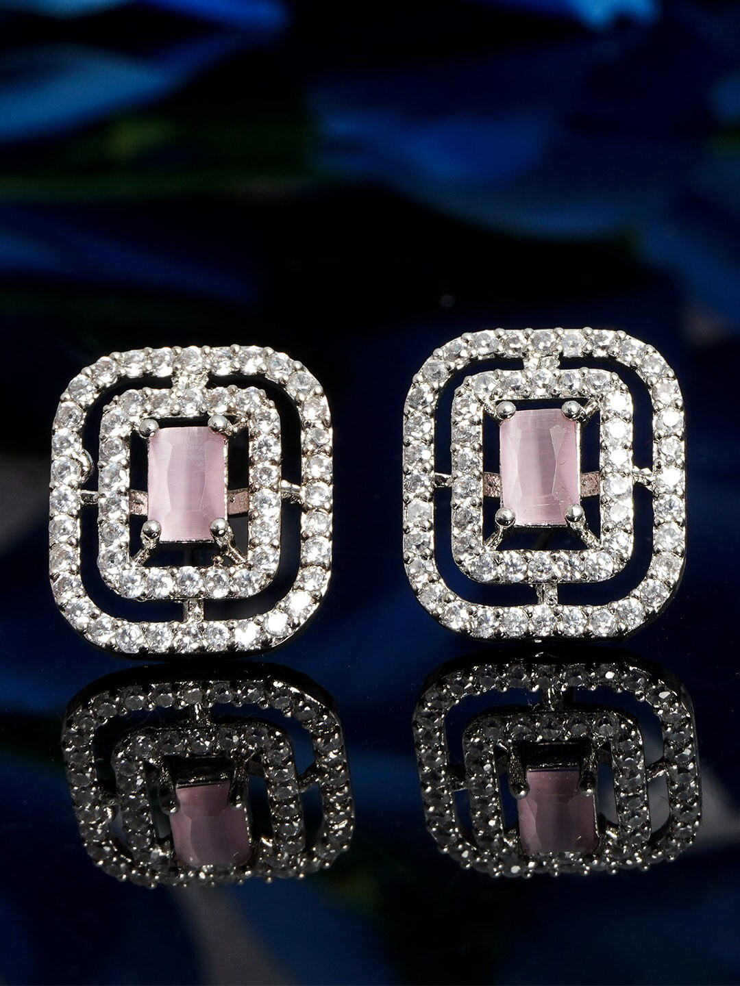 

Urmika Women Pink Stone Center Crystal Studs