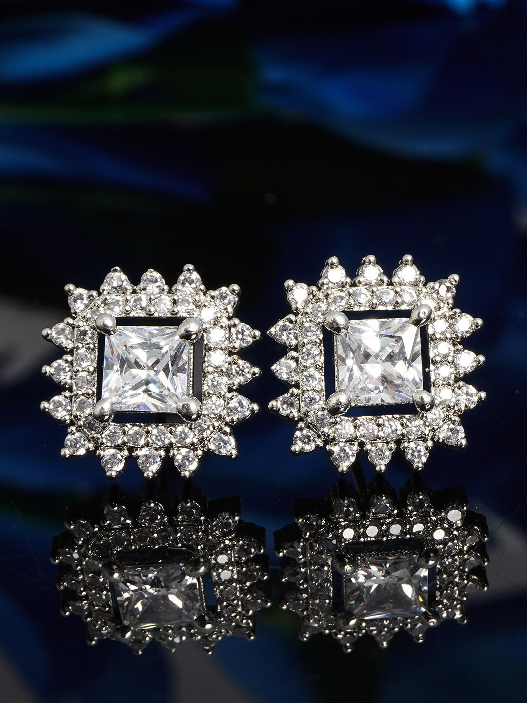

Urmika Silver-Toned Square Studs Earrings