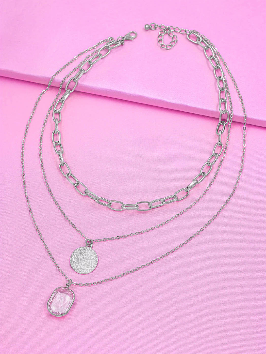 

Bellofox Women Silver-Toned Silver-Plated Layered Necklace