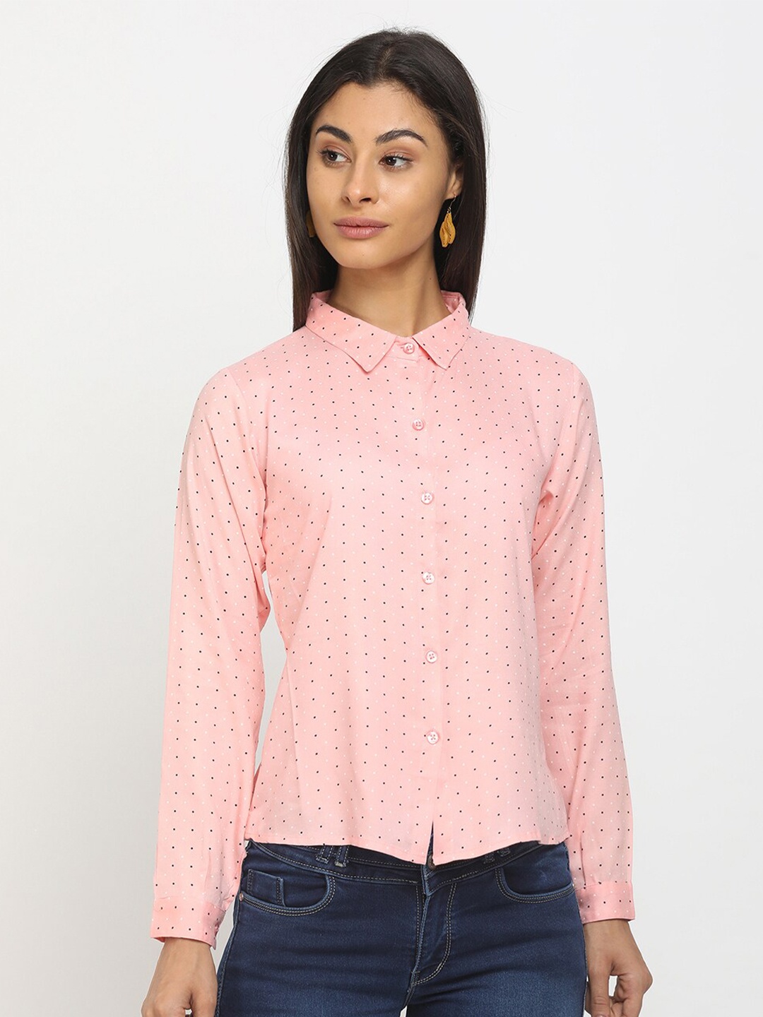 

V-Mart Women Pink Classic Printed Casual Shirt