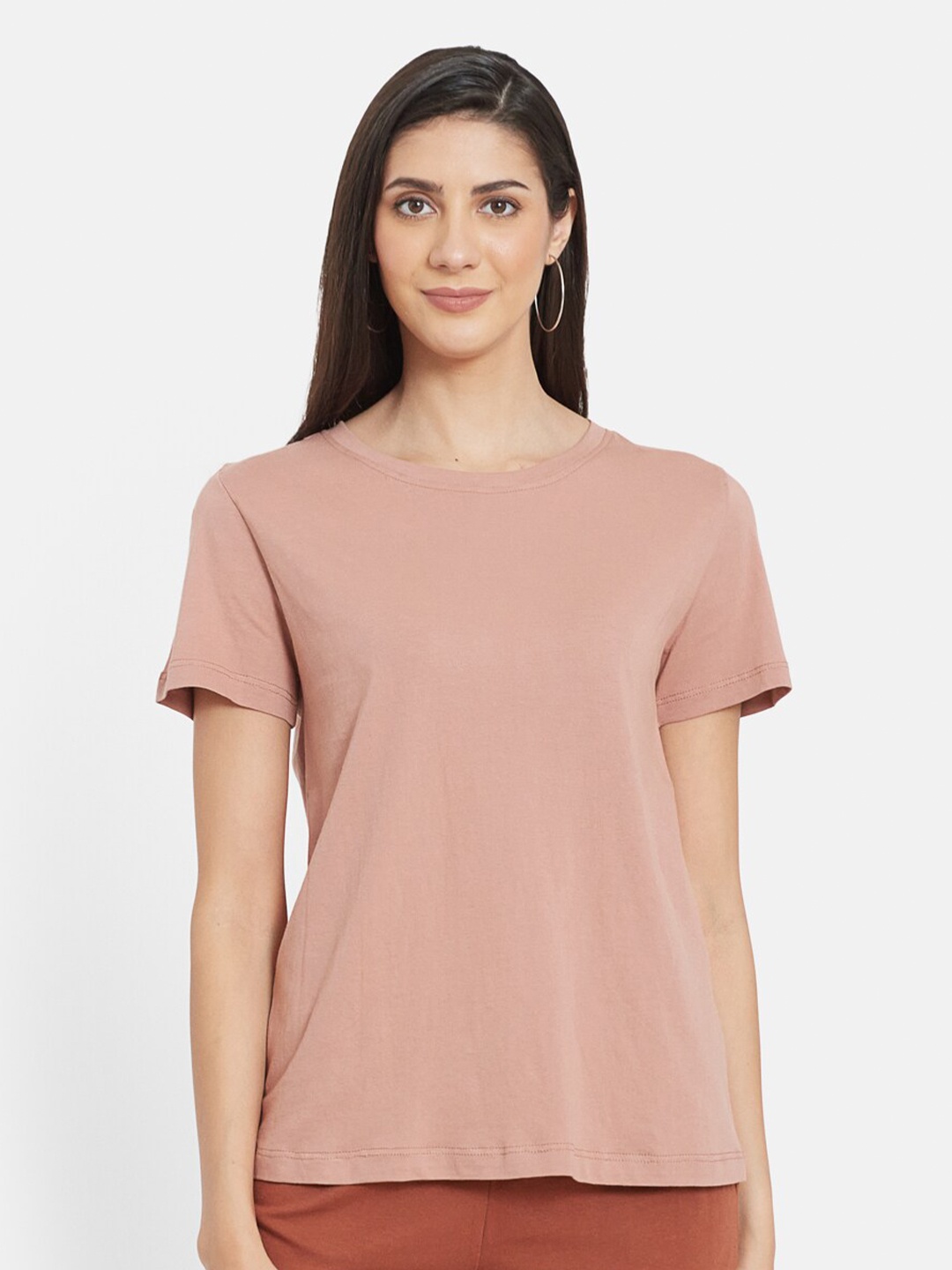

UNMADE Women Peach-Coloured Organic Cotton T-shirt