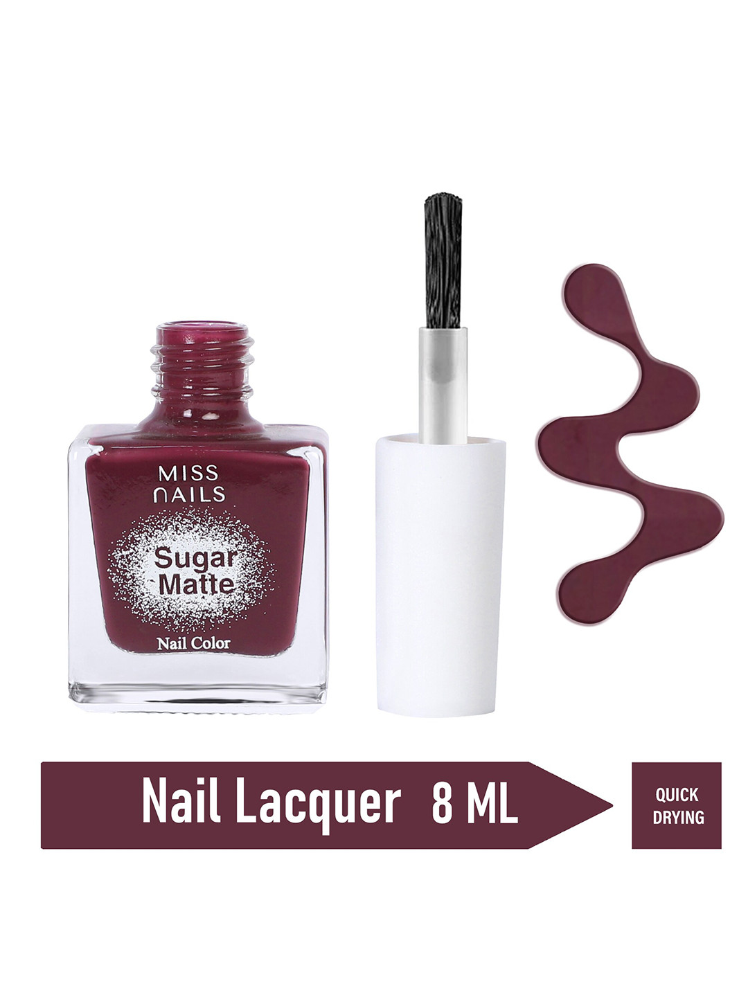 

MISS NAILS Sugar Matte Collection Vegan Toxic-Free Quick-Dry Nail Polish 8ml - Shade SM53, Purple