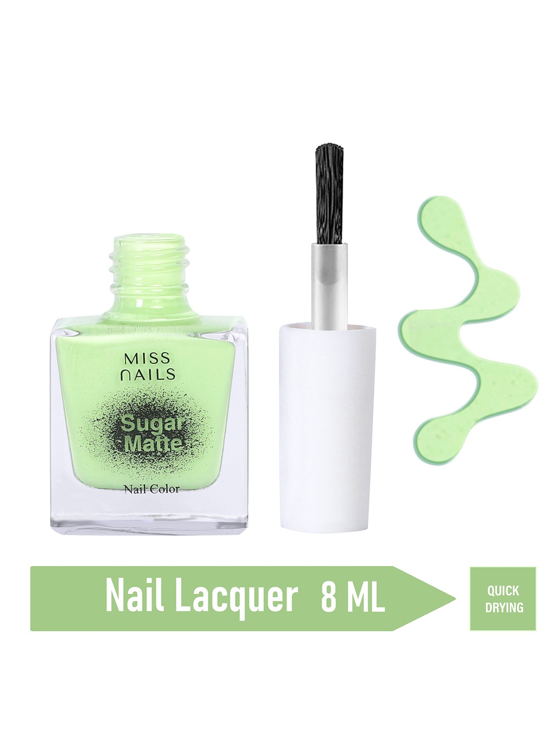 

MISS NAILS Quick Drying Toxic Free Sugar Matte Nail Color 8 ml - Shade SM52, Green