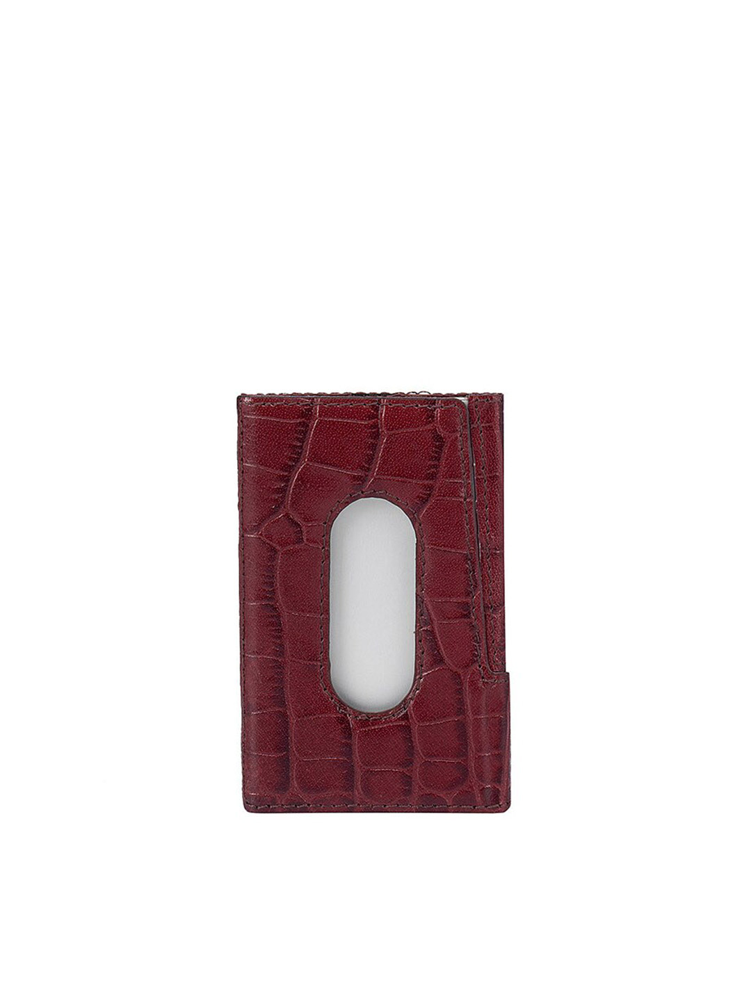 

Da Milano Men Burgundy Textured Leather Card Holder