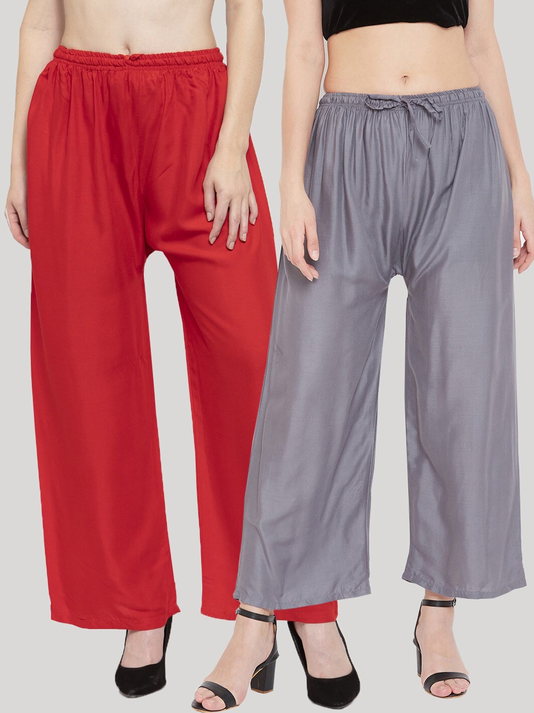 

Clora Creation Women Red & Grey Pack Of 2 Palazzos