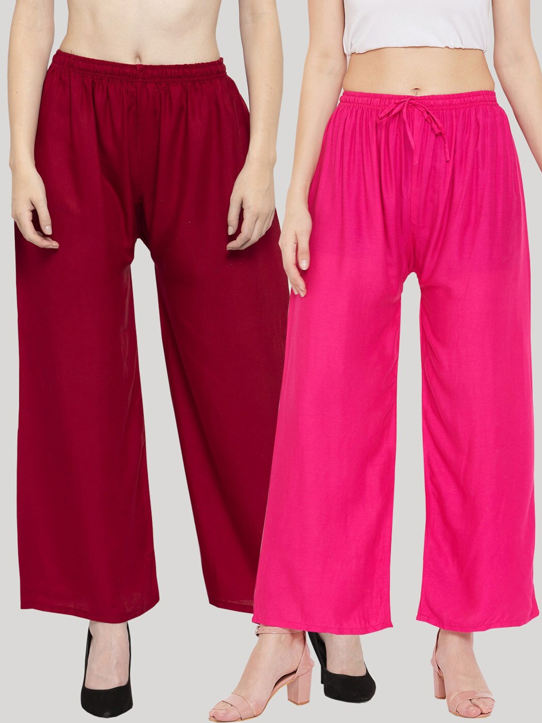 

Clora Creation Women Maroon & Pink Pack Of 2 Palazzos