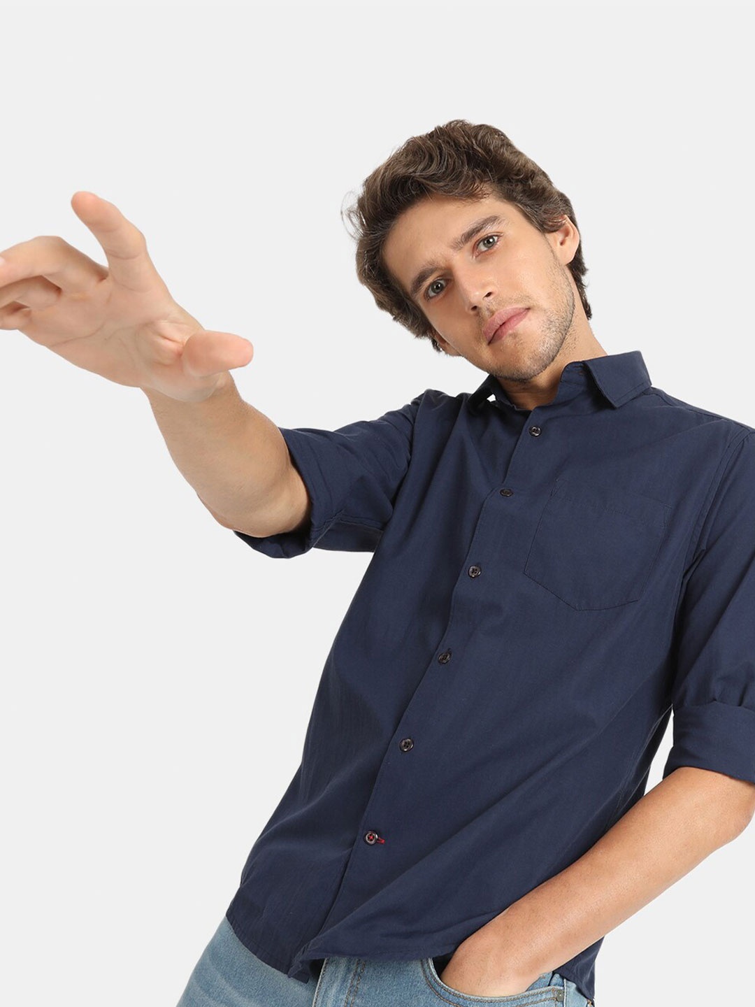 

VASTRADO Men Navy Blue Relaxed Casual Shirt