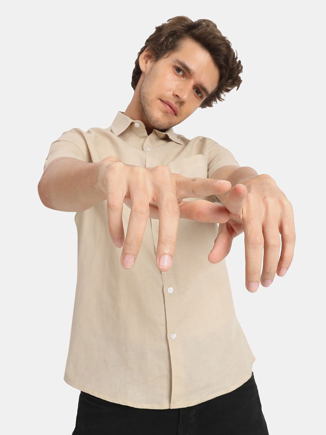 

VASTRADO Men Khaki Relaxed Casual Shirt