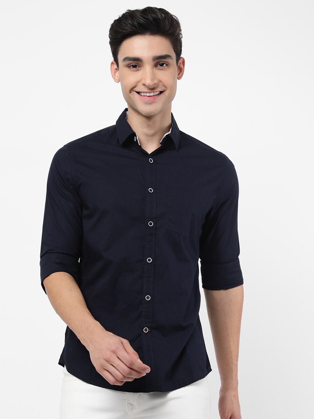 

VASTRADO Men Navy Blue Relaxed Casual Shirt