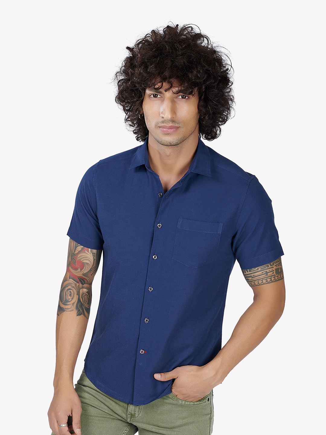 

VASTRADO Men Navy Blue Relaxed Casual Shirt