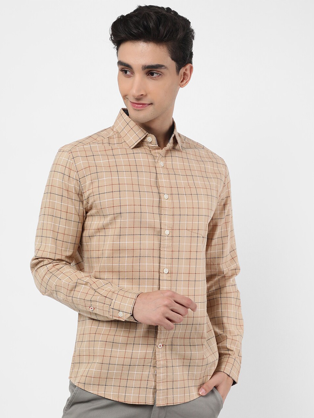 

VASTRADO Men's Multicoloured Relaxed Tartan Checked Casual Shirt, Pink