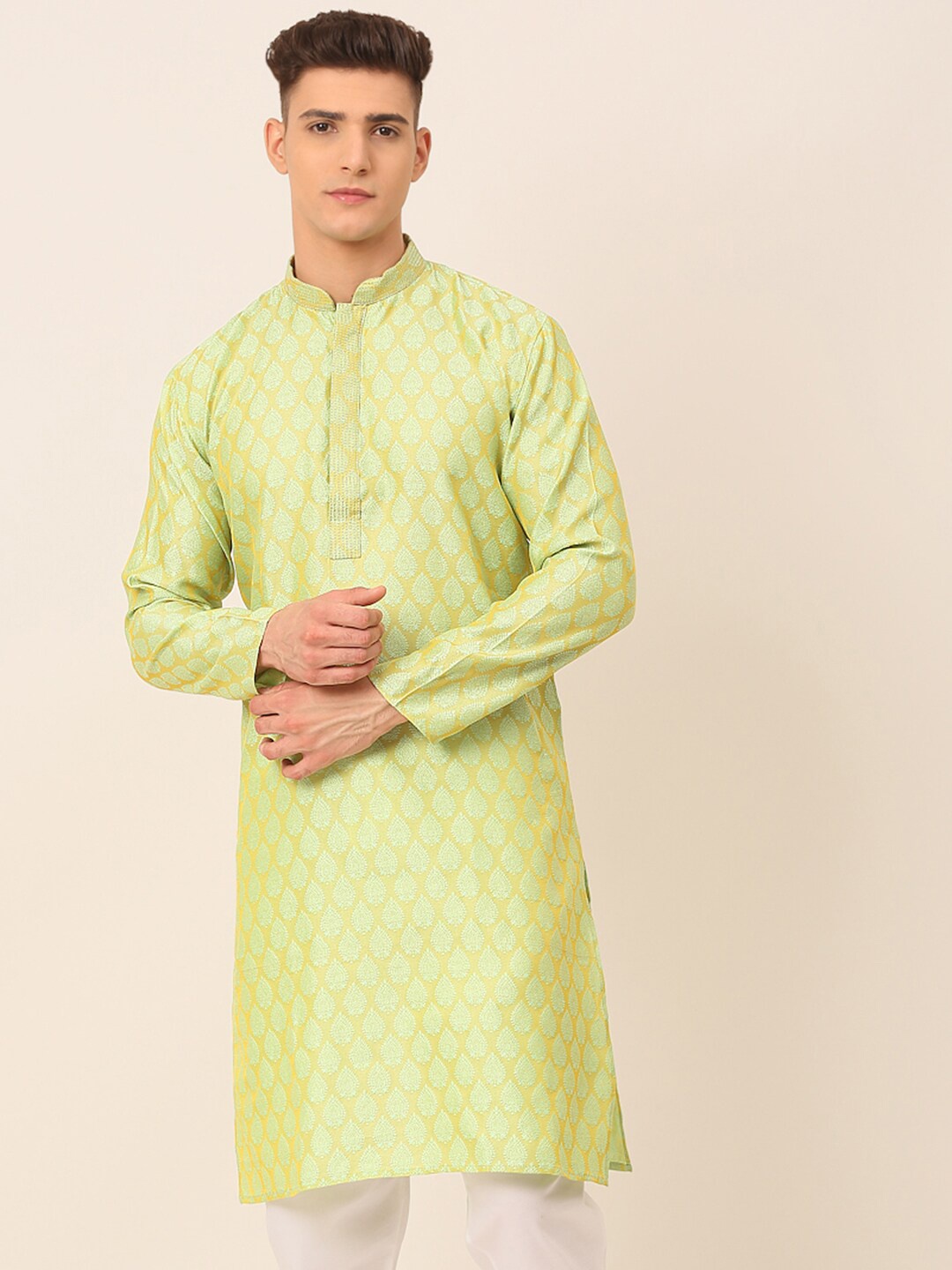 

Jompers Men Green Ethnic Motifs Kurta