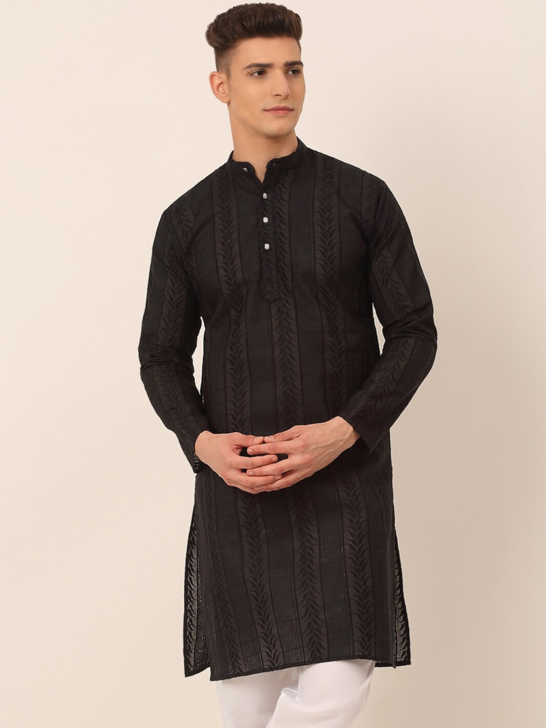 

Jompers Men Black Thread Work Kurta