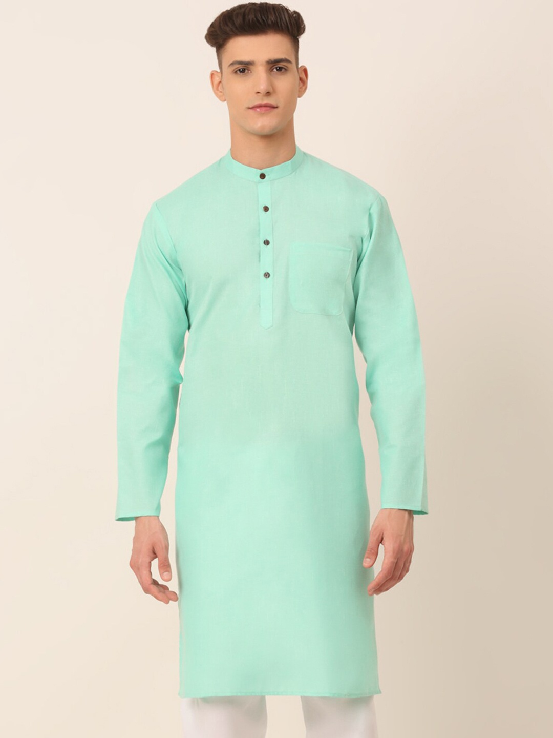 

Jompers Men's Green Thread Work Kurta
