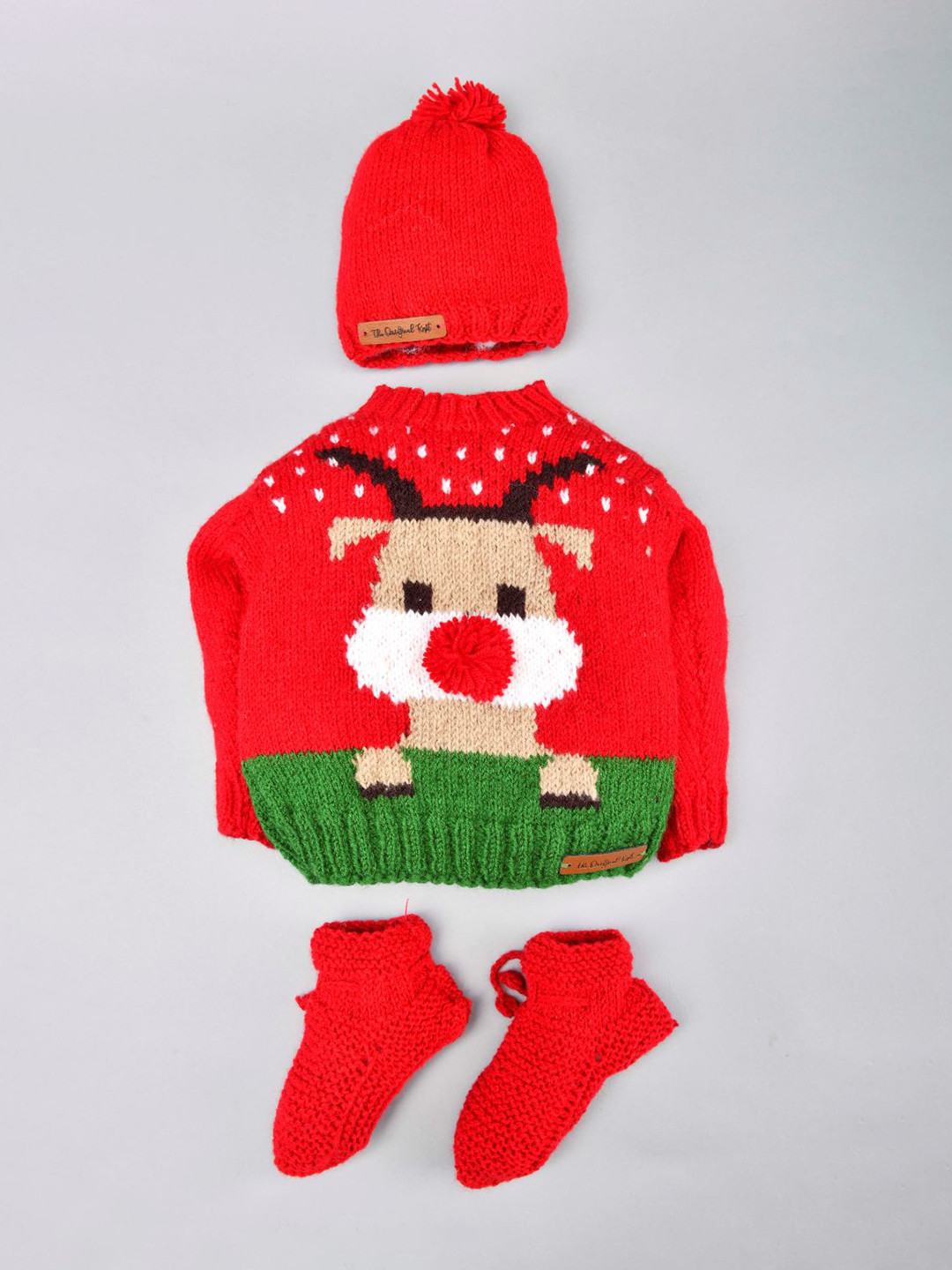 

The Original Knit Unisex Kids Red & Green Printed Pullover