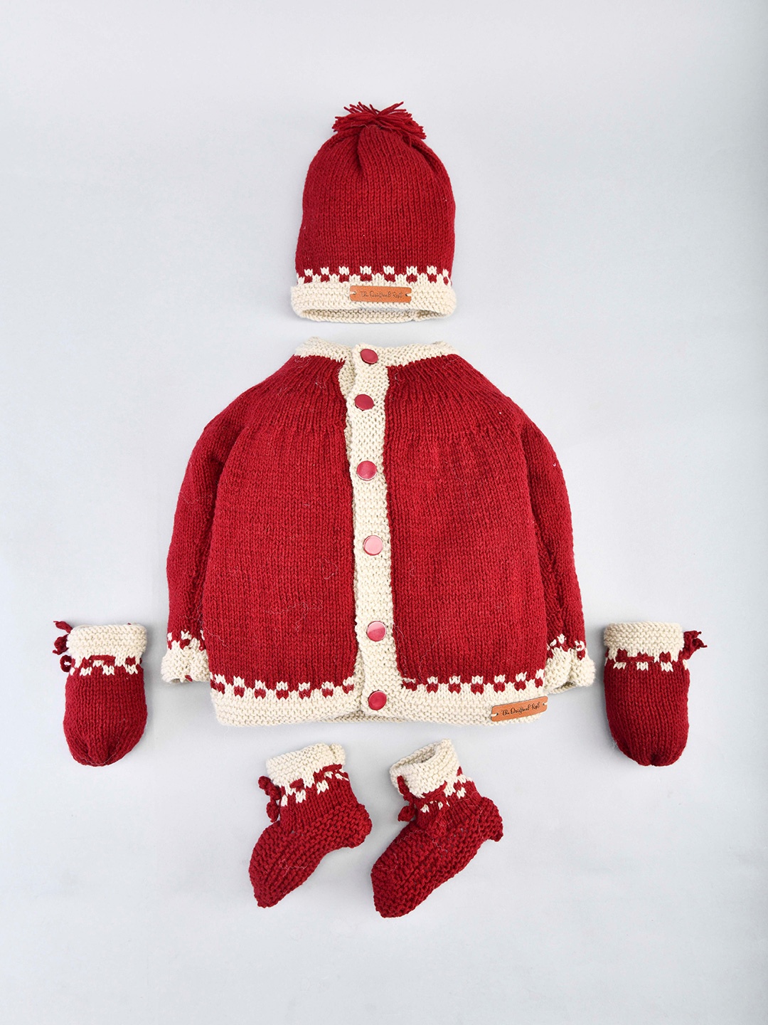 

The Original Knit Kids Maroon Acrylic Sweater Set