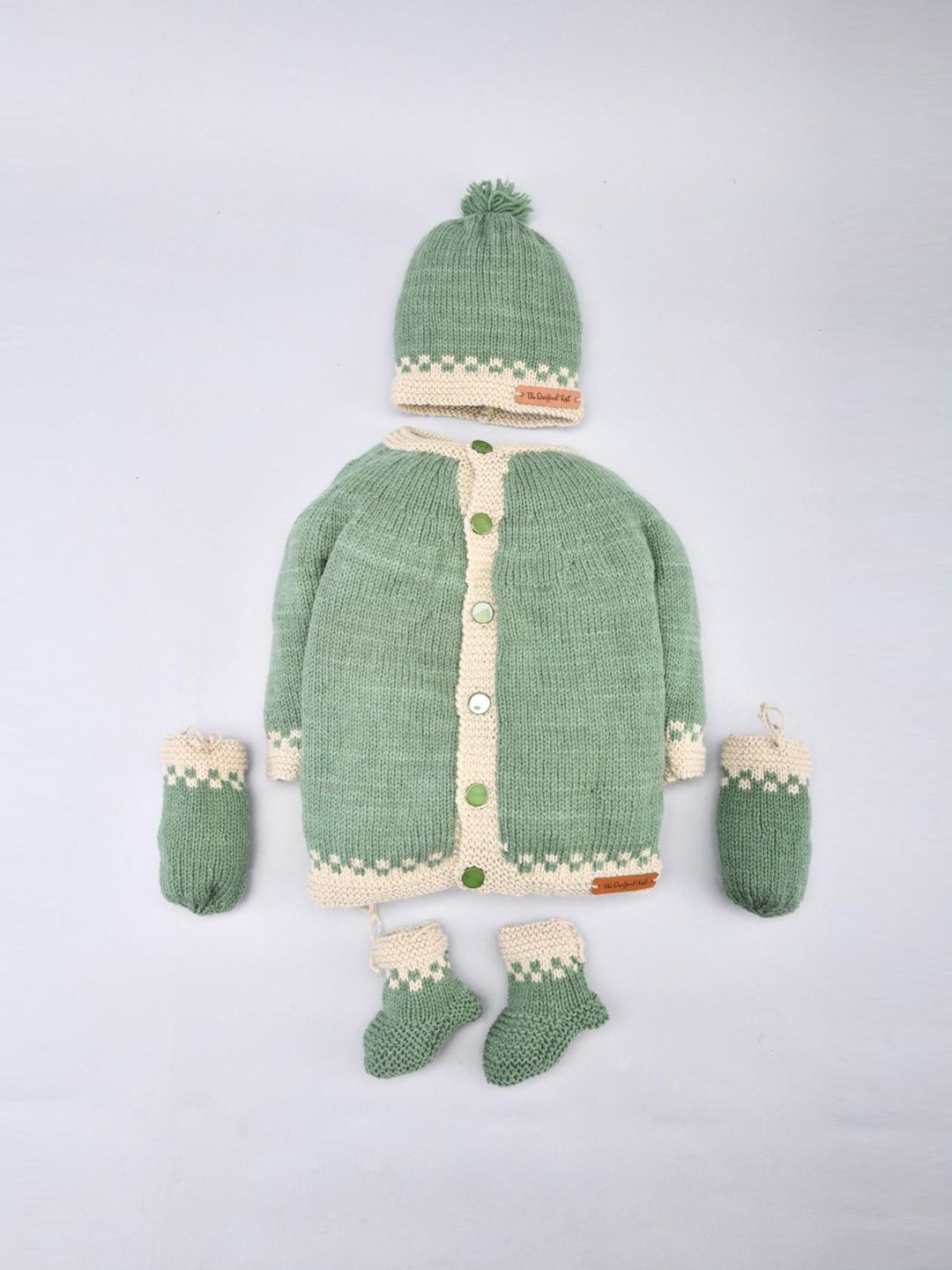 

The Original Knit Kids Green Acrylic Sweater Set