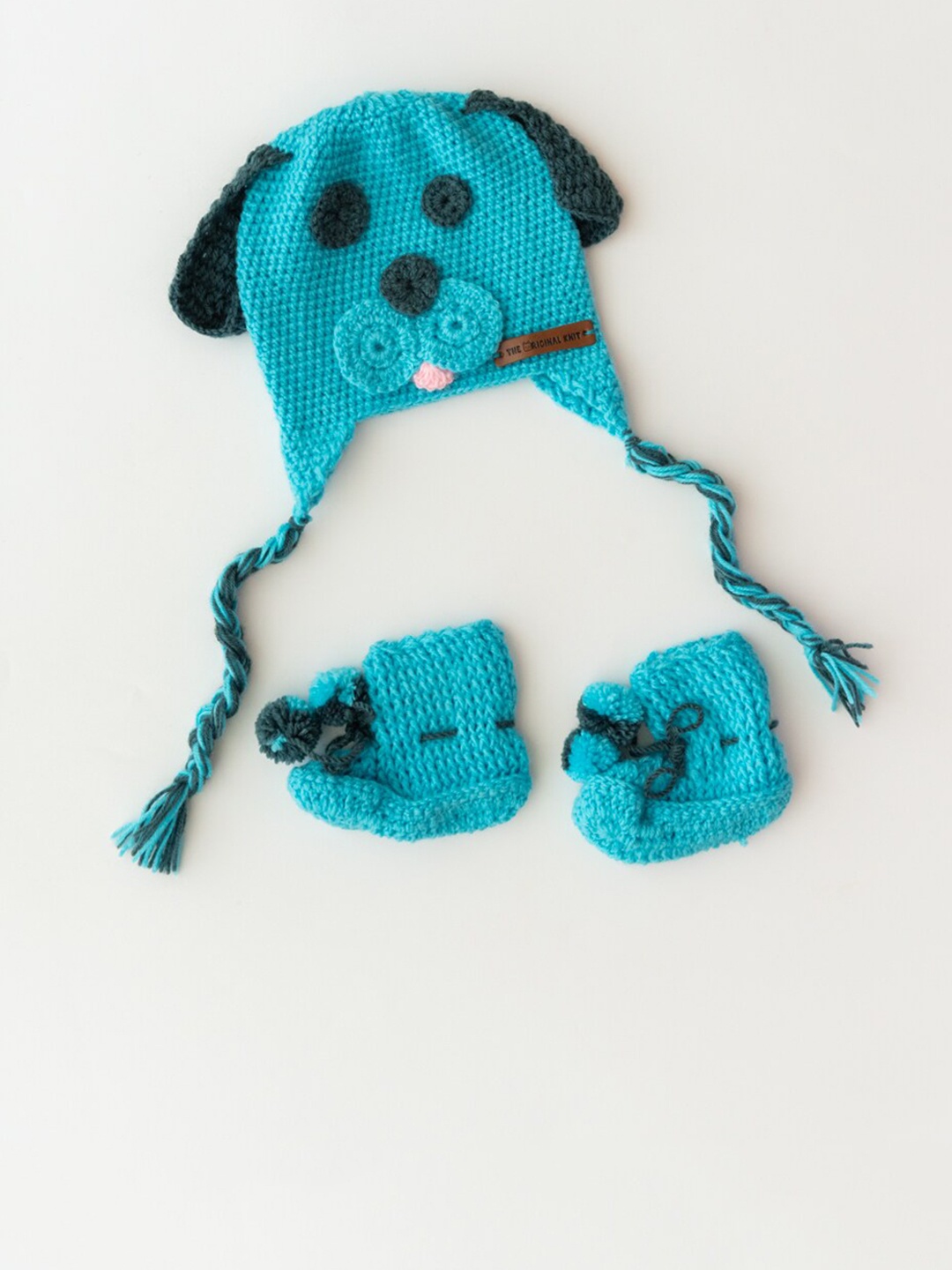 

The Original Knit Unisex Kids Blue & Grey Cap With Booties