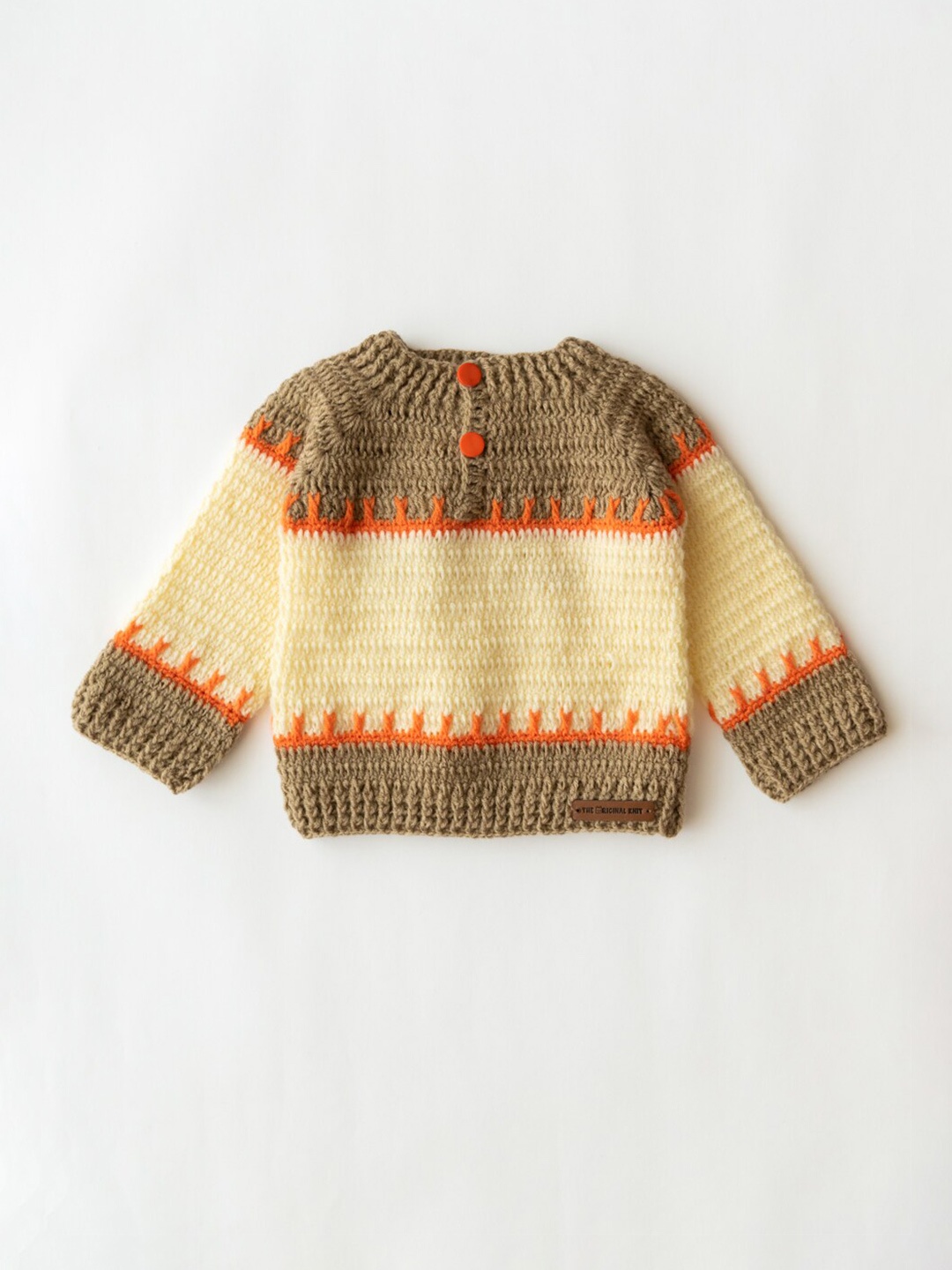 

The Original Knit Unisex Kids Beige & Cream-Coloured Colourblocked Pullover