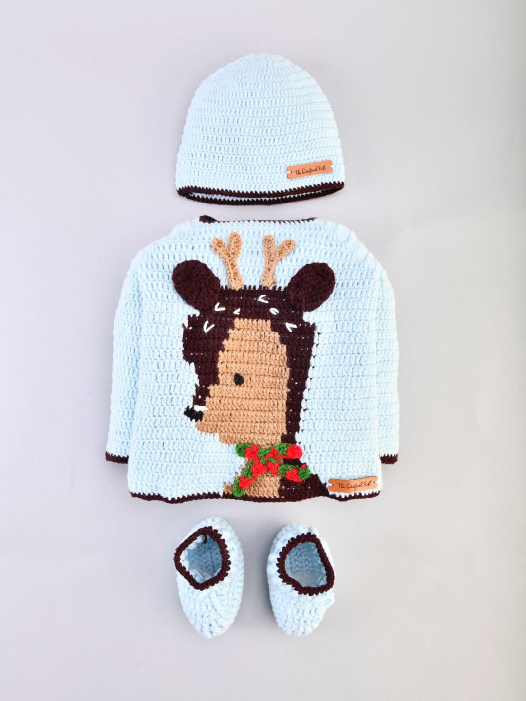 

The Original Knit Unisex Kids Set Of 3 Blue & Brown Sweater Set