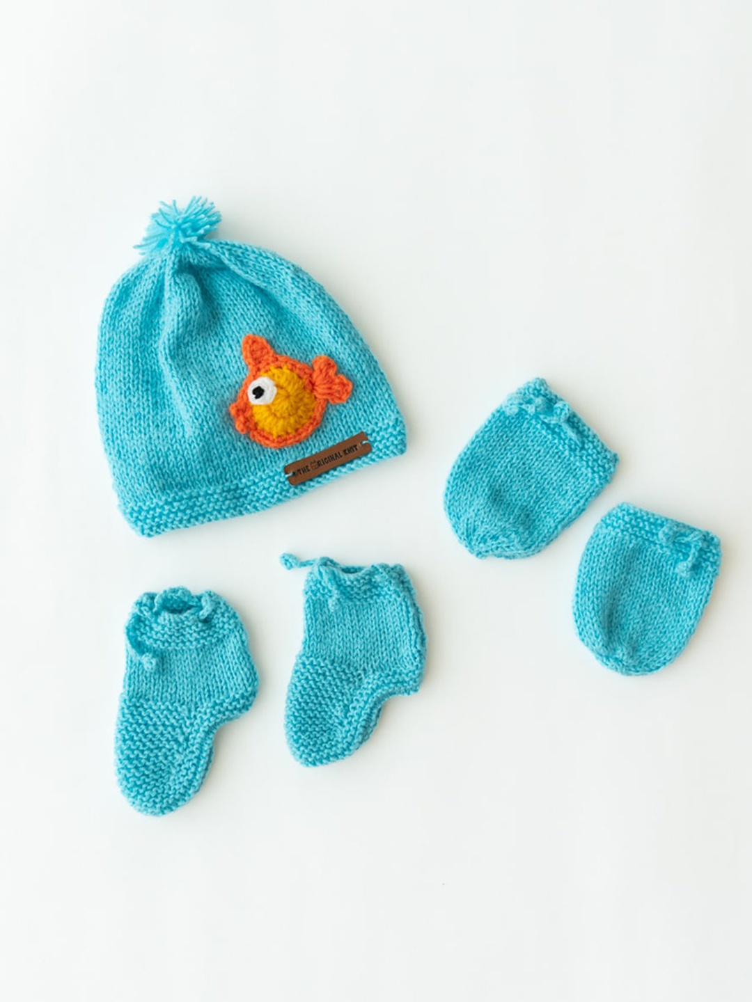 

The Original Knit Unisex Kids Blue & Orange Embroidered Beanie