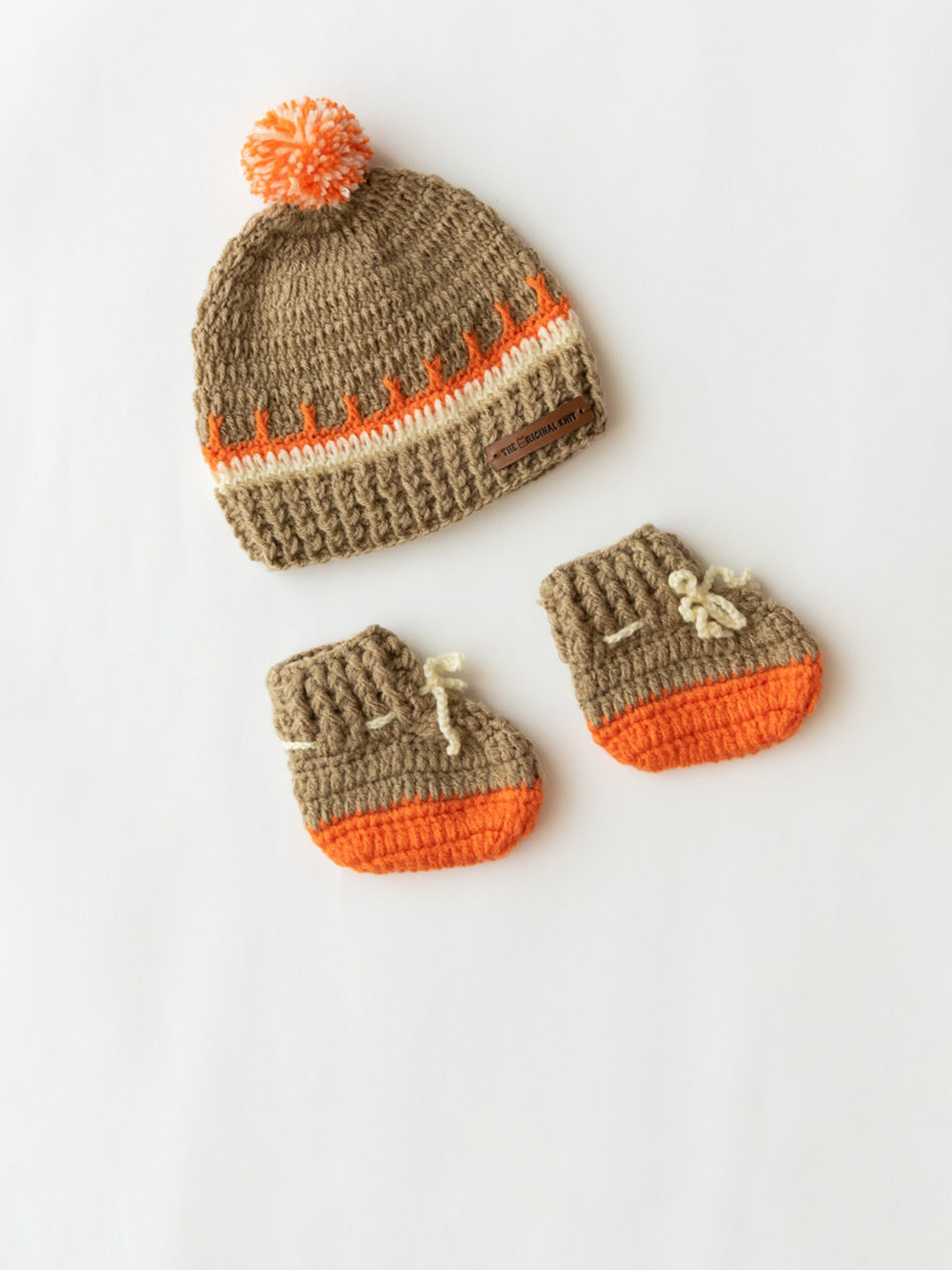 

The Original Knit Unisex Kids Beige & Orange Beanie