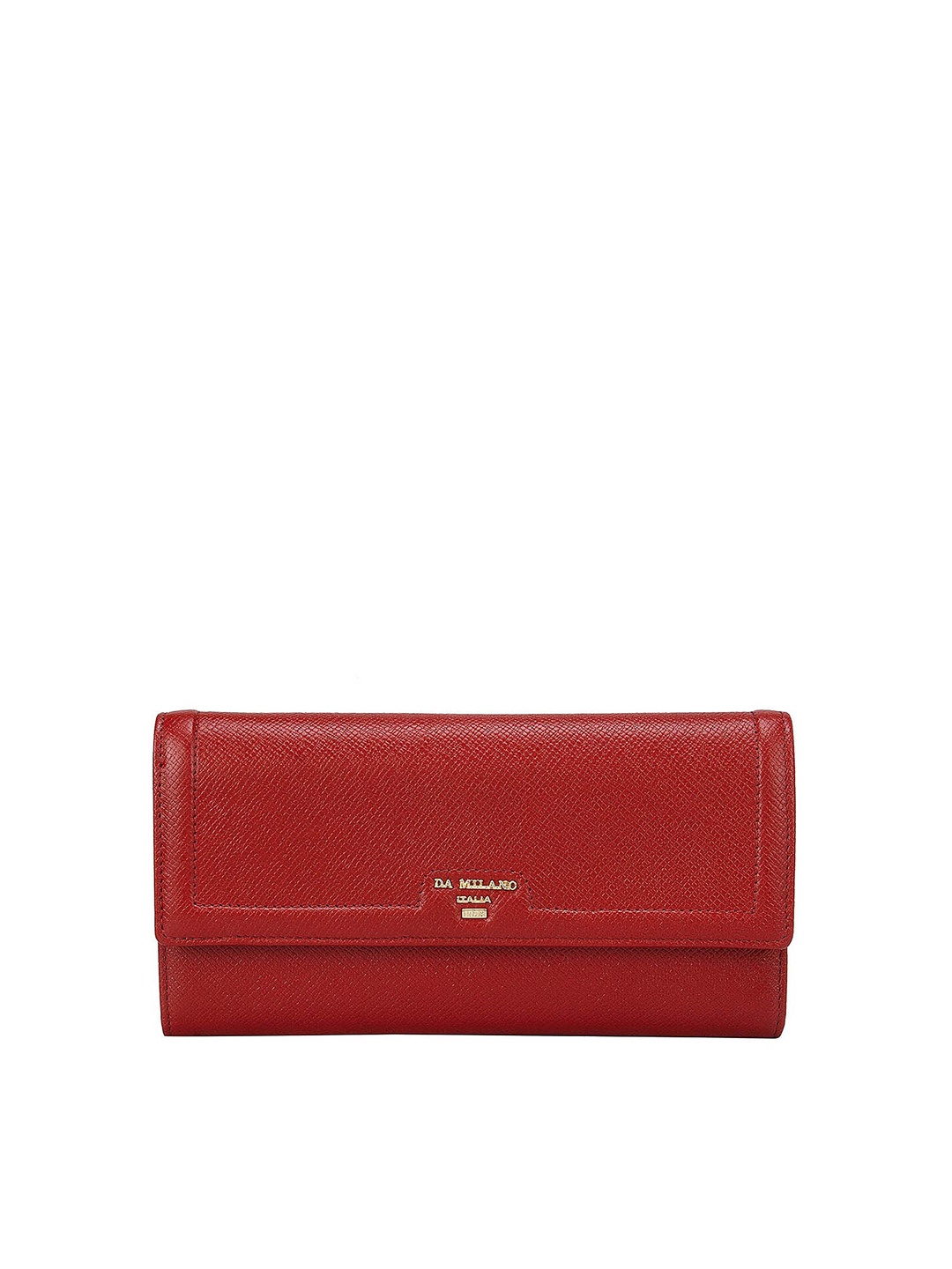

Da Milano Women Red Textured Leather Three Fold Wallet