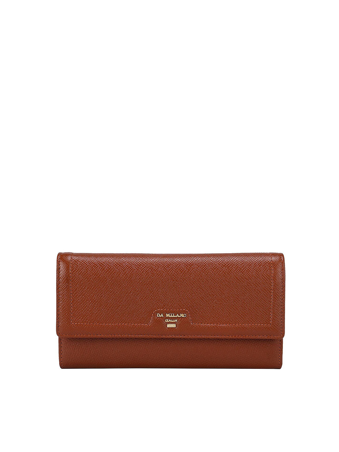 

Da Milano Women Orange Textured Leather Three Fold Wallet