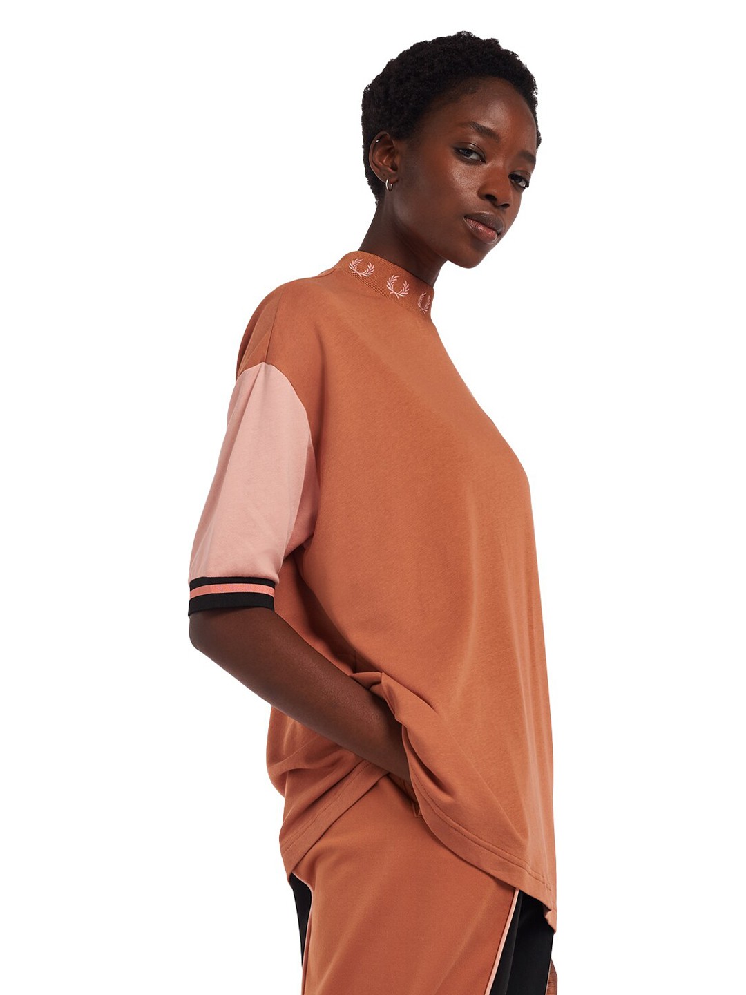 

Fred Perry Women Brown High Neck Slim Fit T-shirt