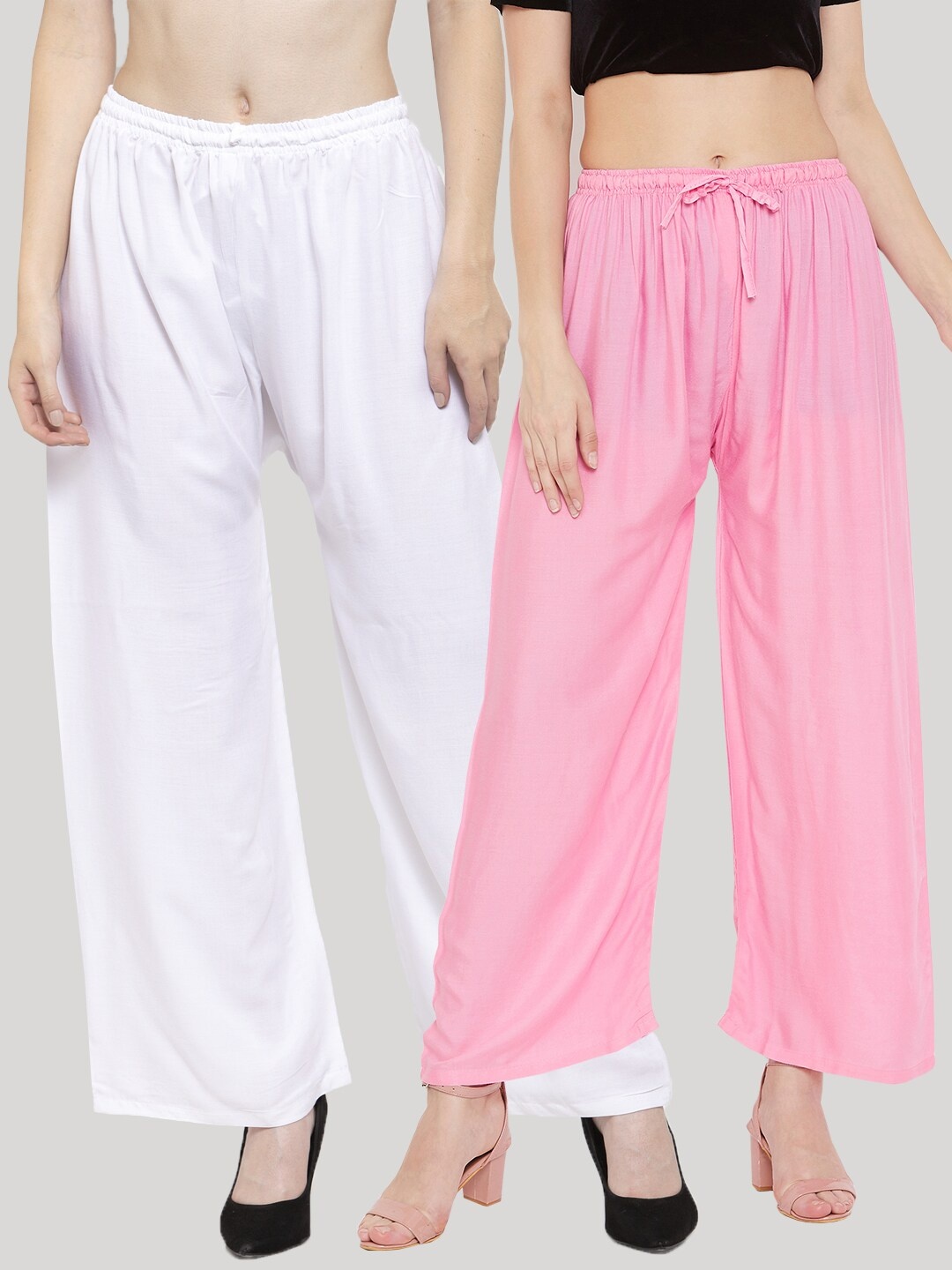 

Clora Creation Women Pink & White Pack Of 2 Ethnic Palazzos