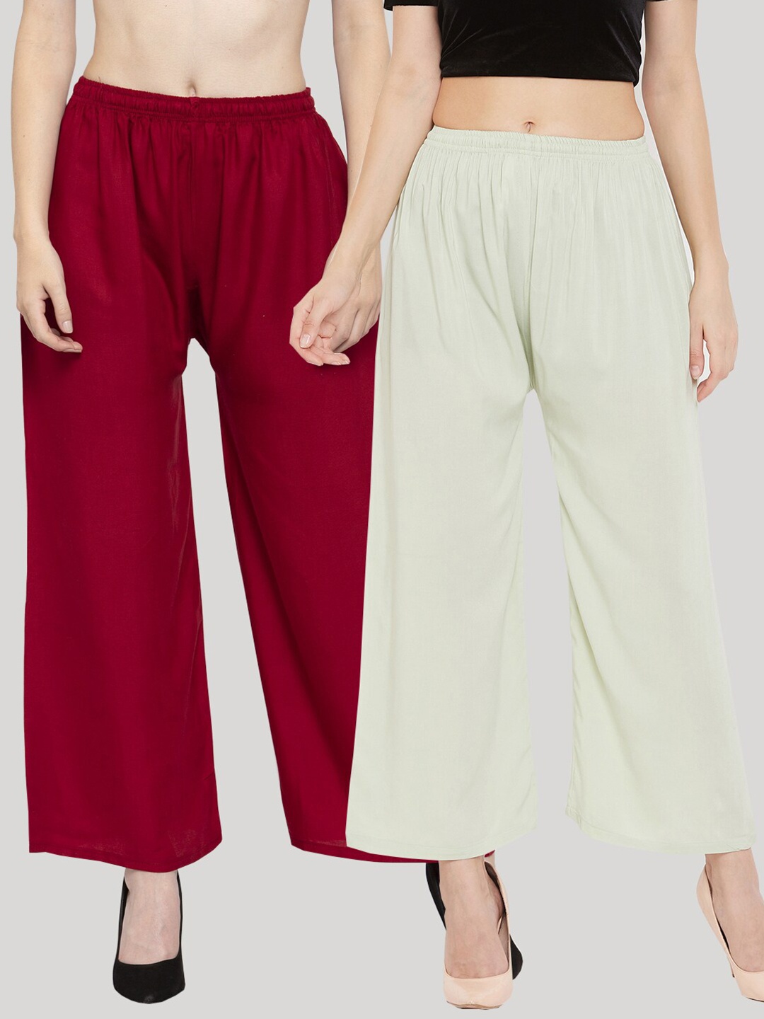 

Clora Creation Women Red & Sea Green Pack of 2 Ethnic Palazzos