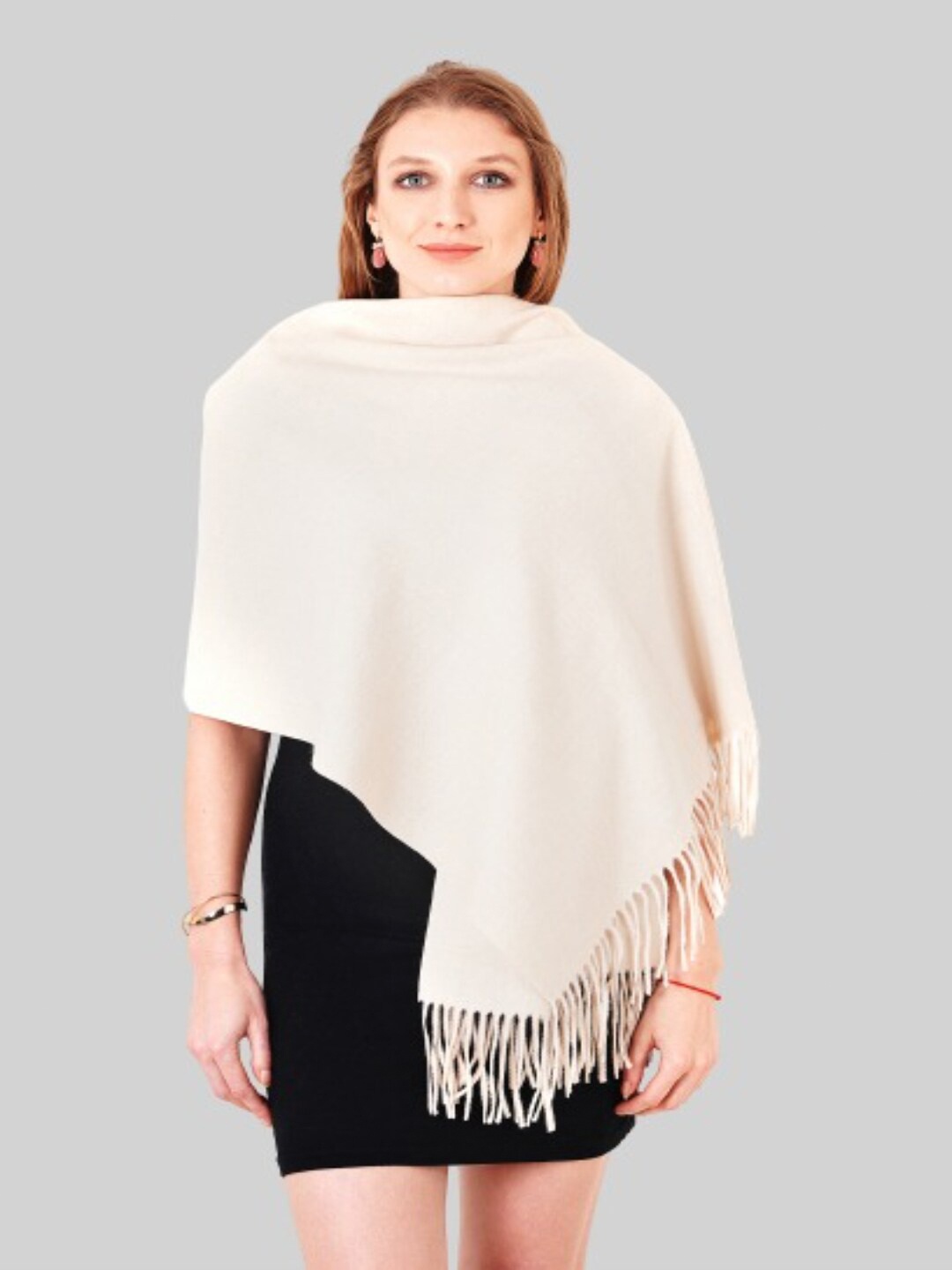 

MUFFLY Women Beige Solid Wool Stole