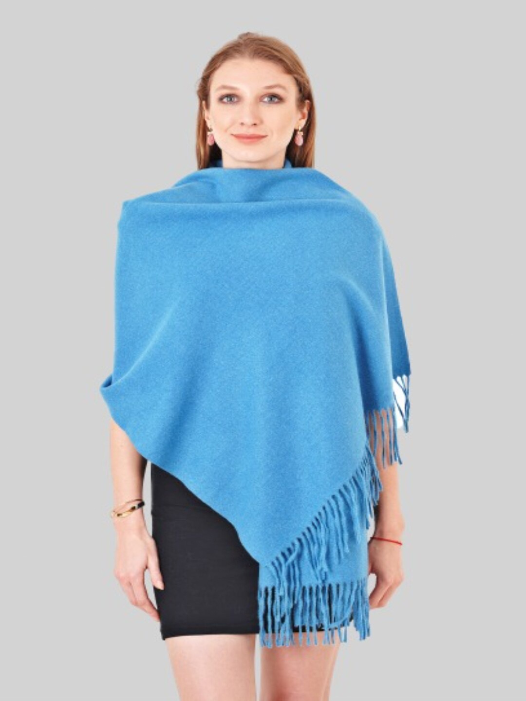 

MUFFLY Women Blue fringed Stole