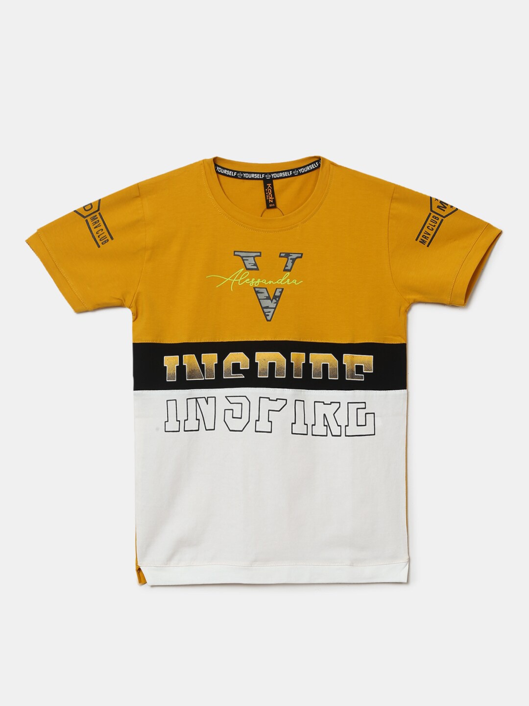 

V-Mart Boys Mustard Yellow Printed T-shirt