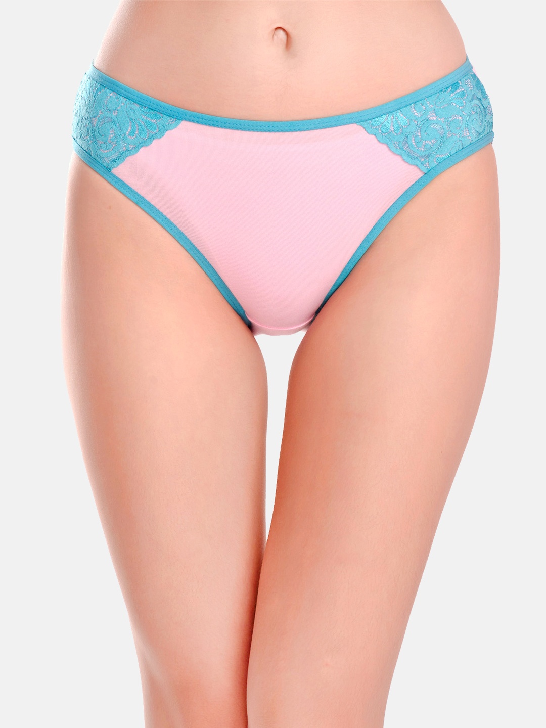 

LOTUSLEAF Women Pink & Blue Self Design Cotton Bikini Briefs