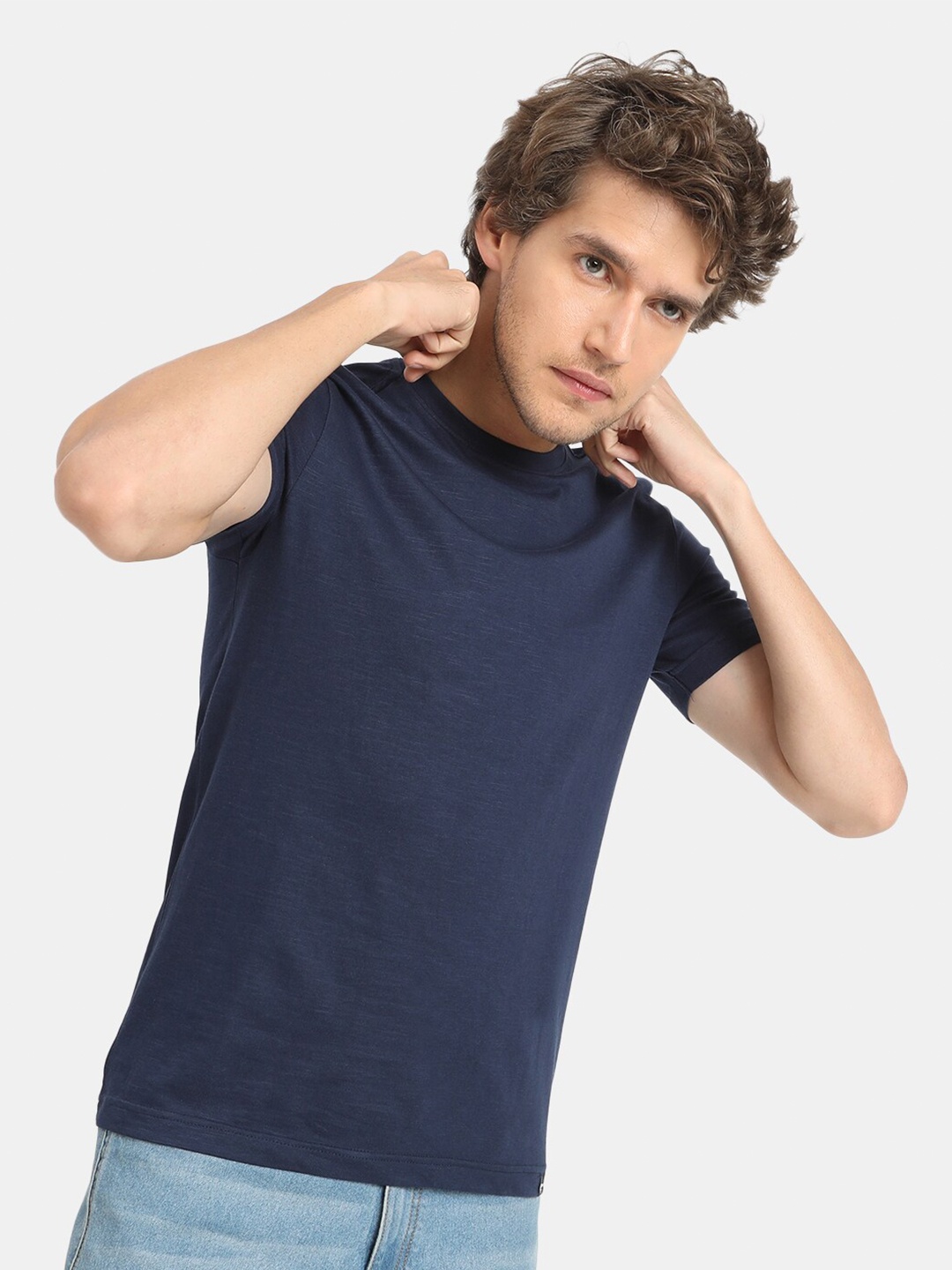 

VASTRADO Men Navy Blue T-shirt