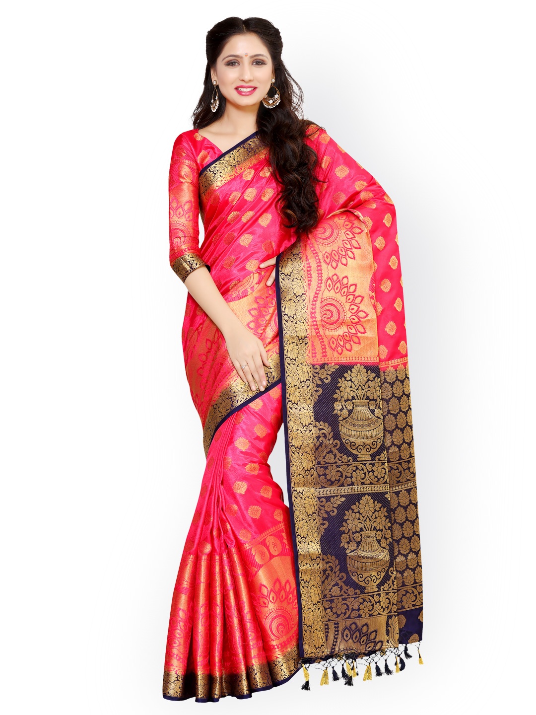 

MIMOSA Pink Art Silk Woven Design Kanjeevaram Saree