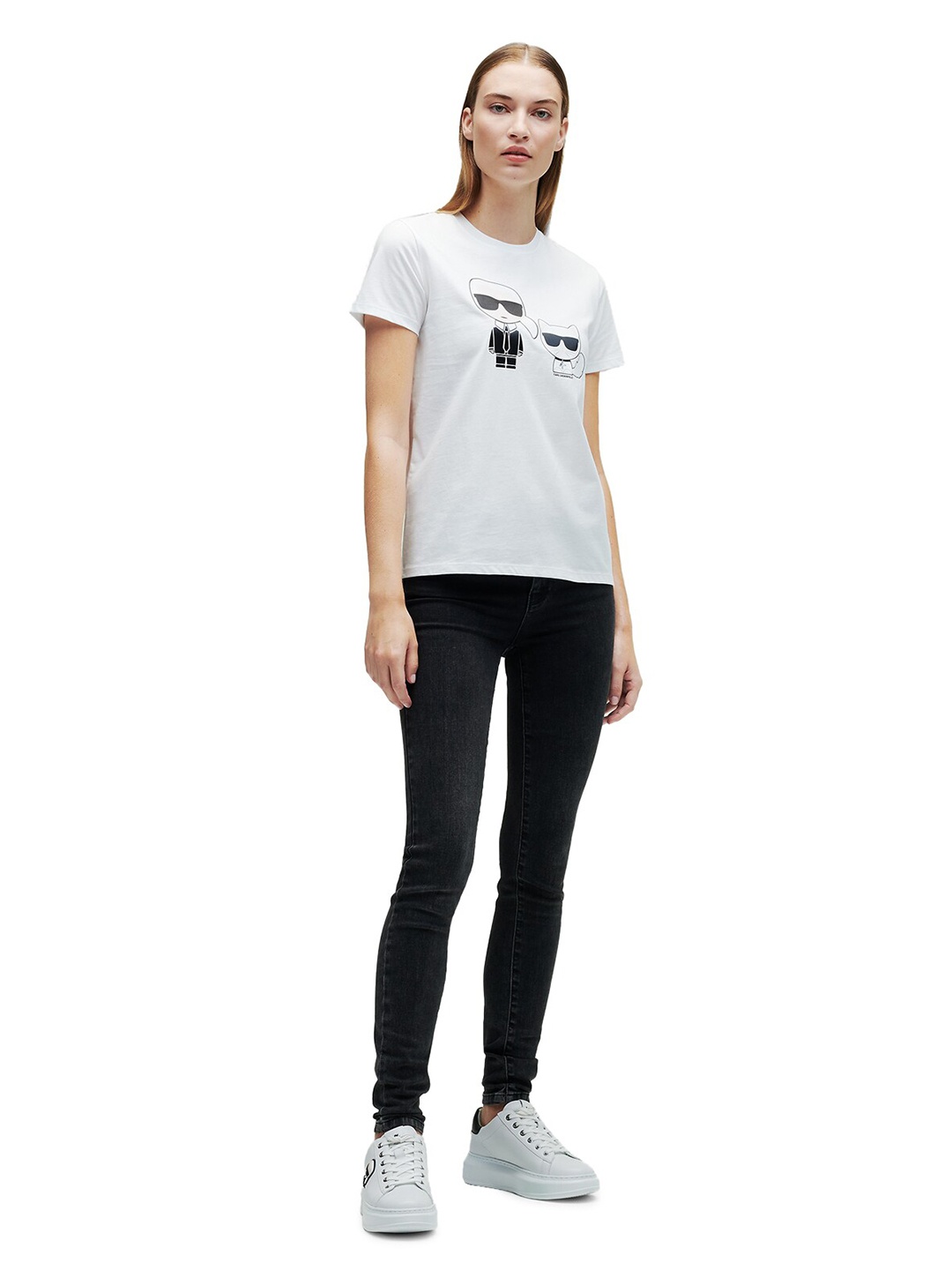 

Karl Lagerfeld Women White Printed Slim Fit T-shirt