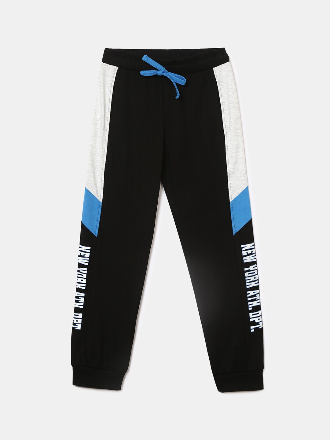 

V-Mart Boys Black & Blue Colourblocked Cotton Track Pants