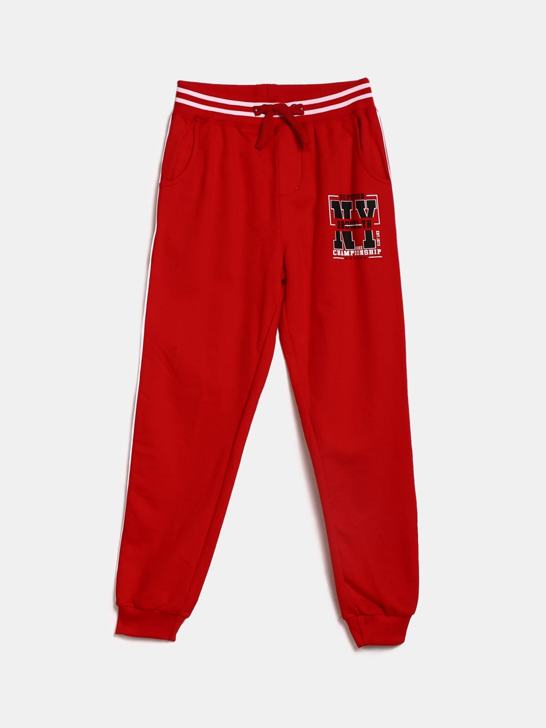 

V-Mart Boys Red Printed Cotton Single Jersey Lounge Joggers