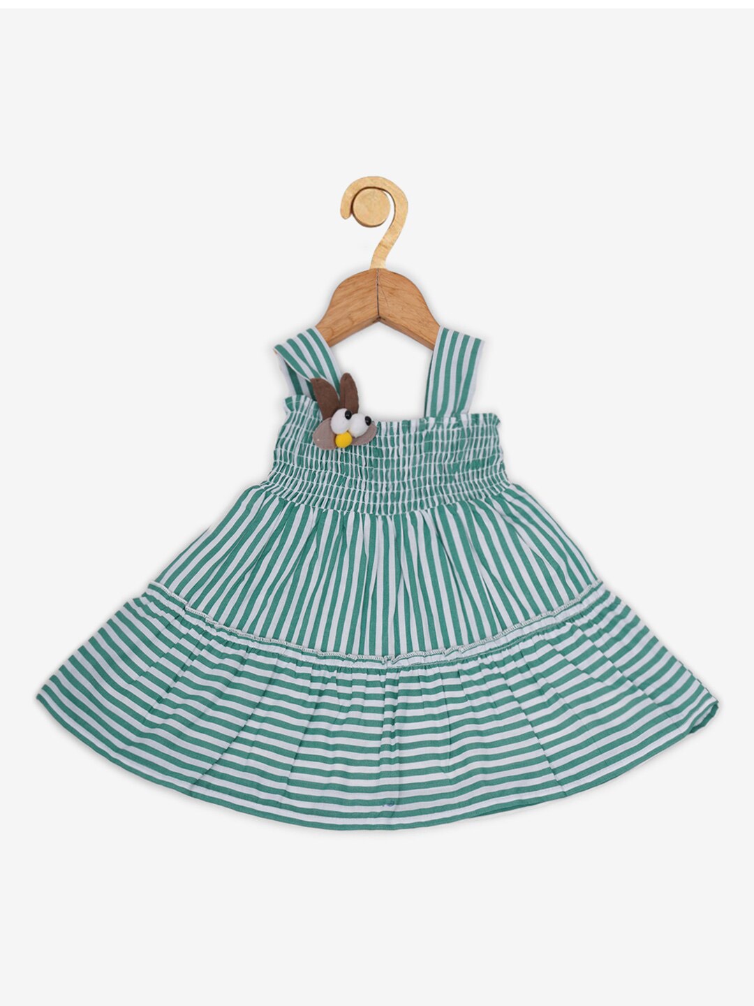 

Creative Kids Green Striped sleeveless Dress