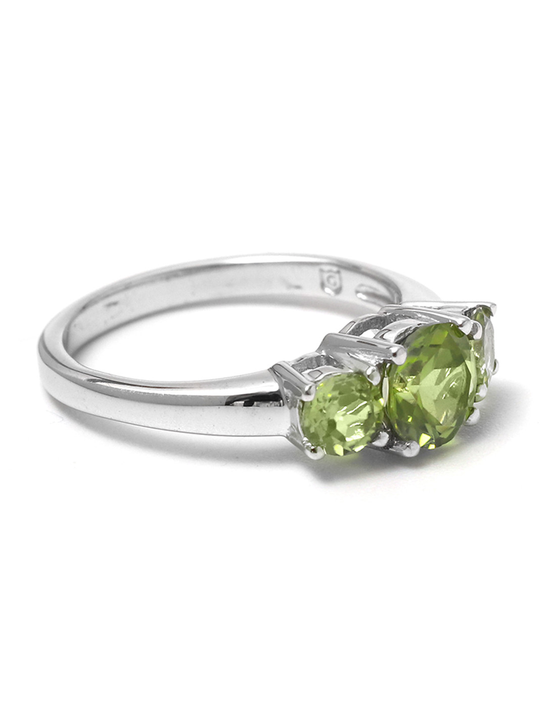 

HIFLYER JEWELS Sterling Silver Rhodium-Plated Green Gemstone-Studded Finger Ring