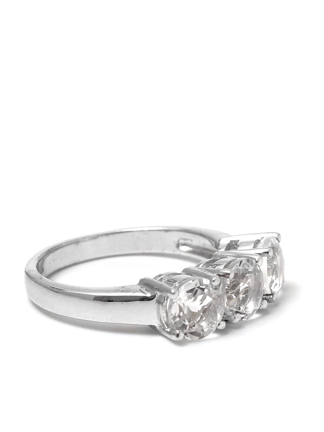 

HIFLYER JEWELS Rhodium-Plated White Topaz Studded Ring