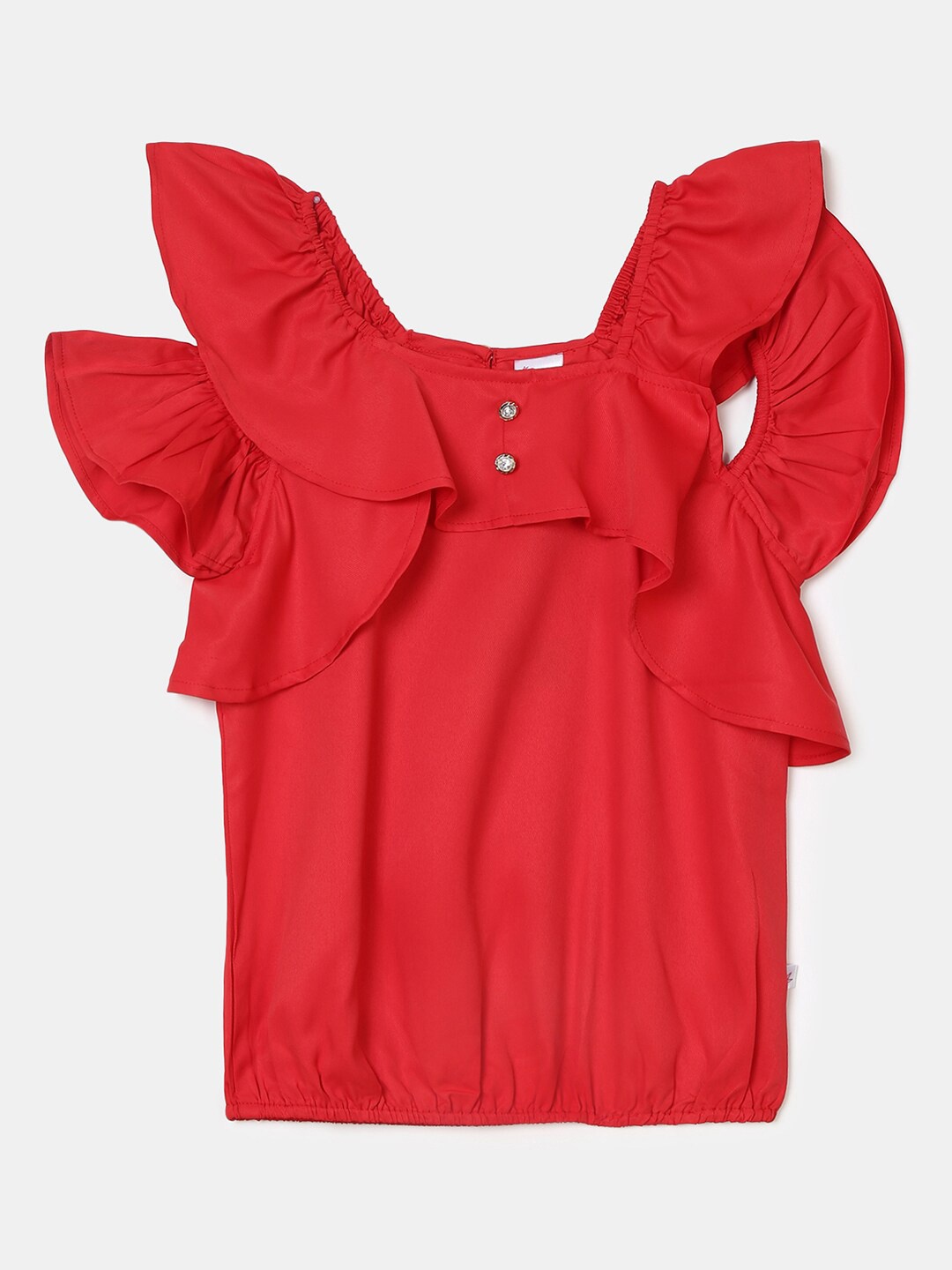 

V-Mart Girls Red Flared Sleeves Cotton Top
